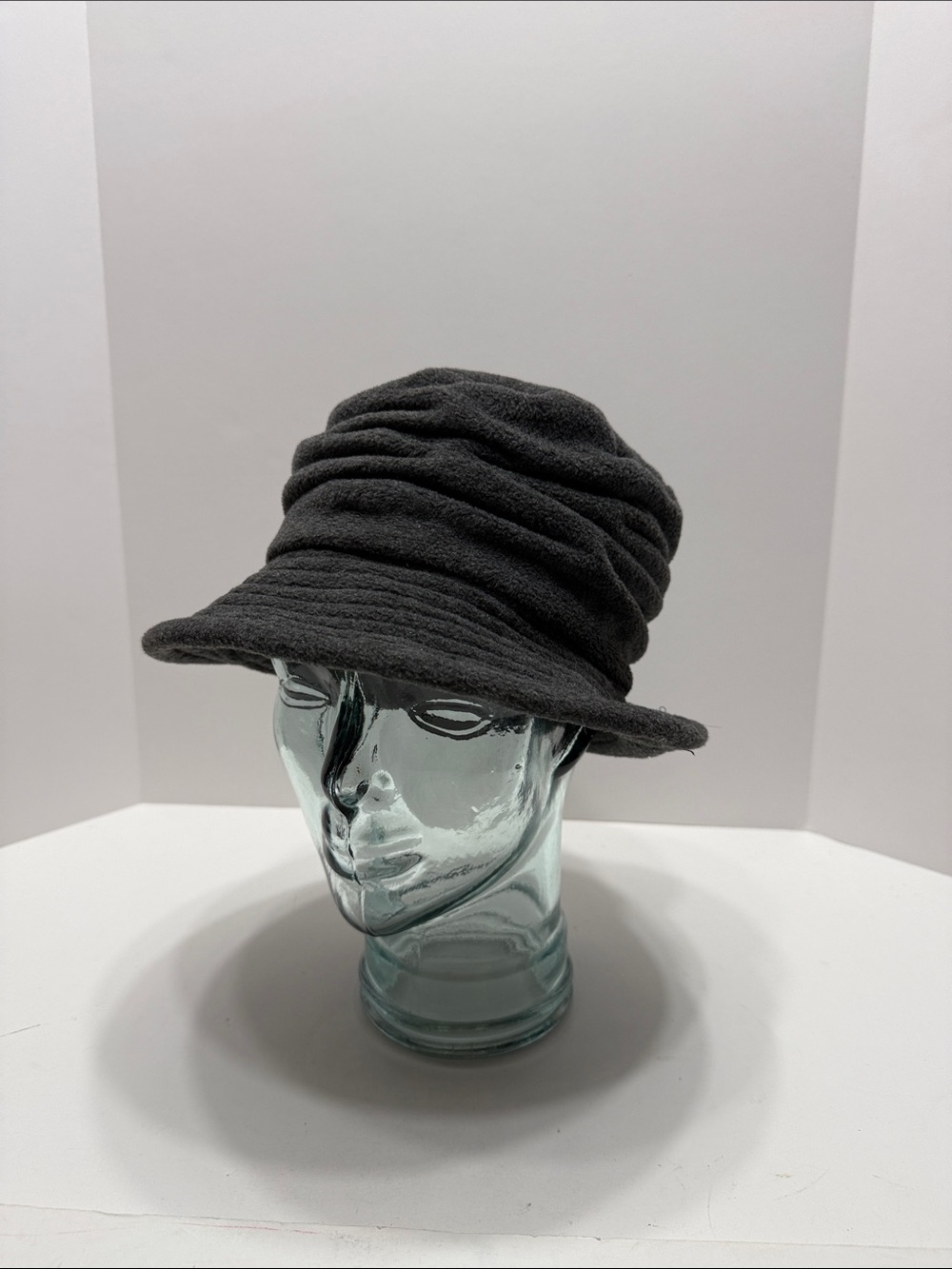 Ruched Charcoal Bucket Hat for Women